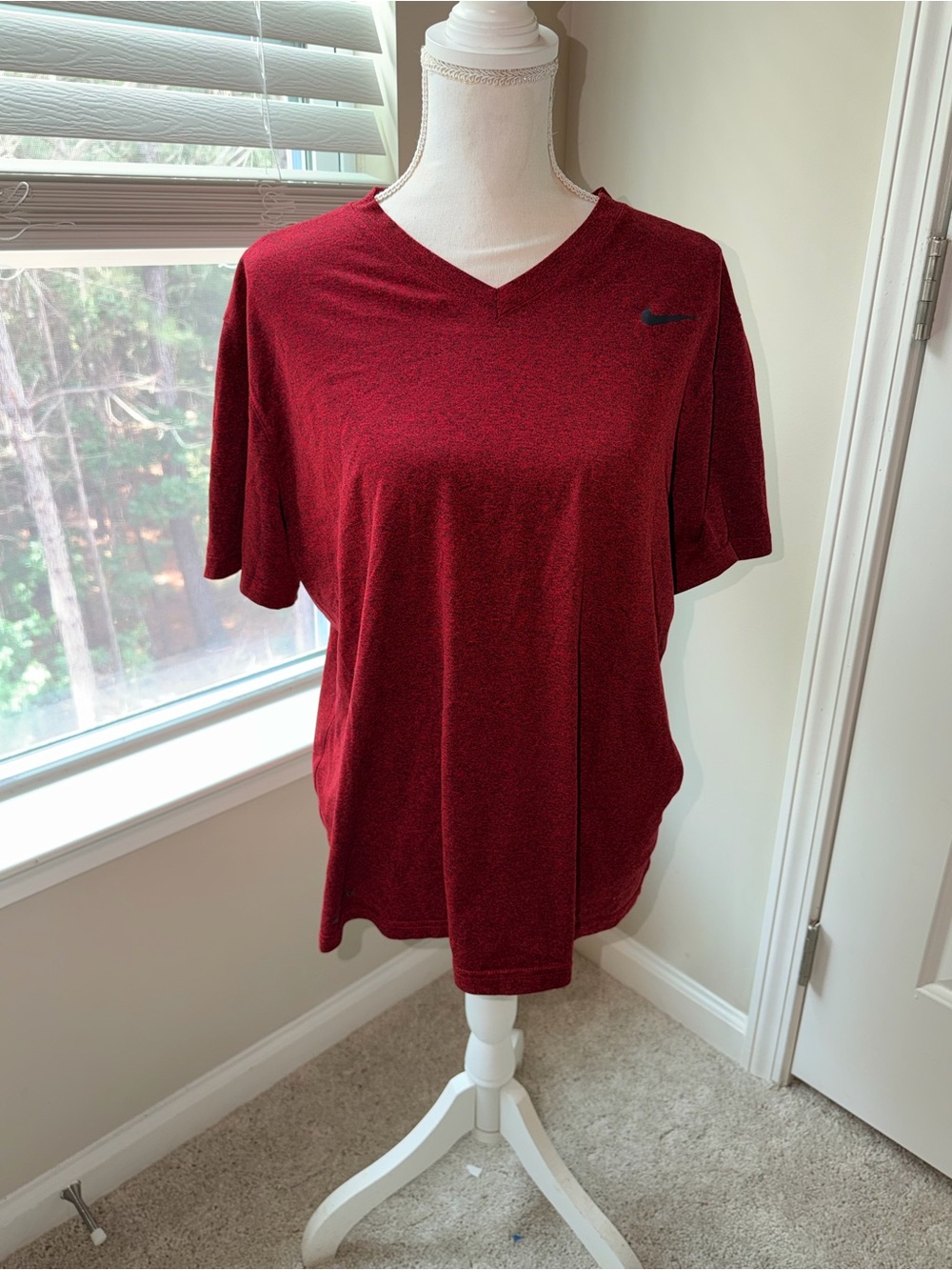 Nike Women's Burgundy V-Neck Short Sleeve Tee